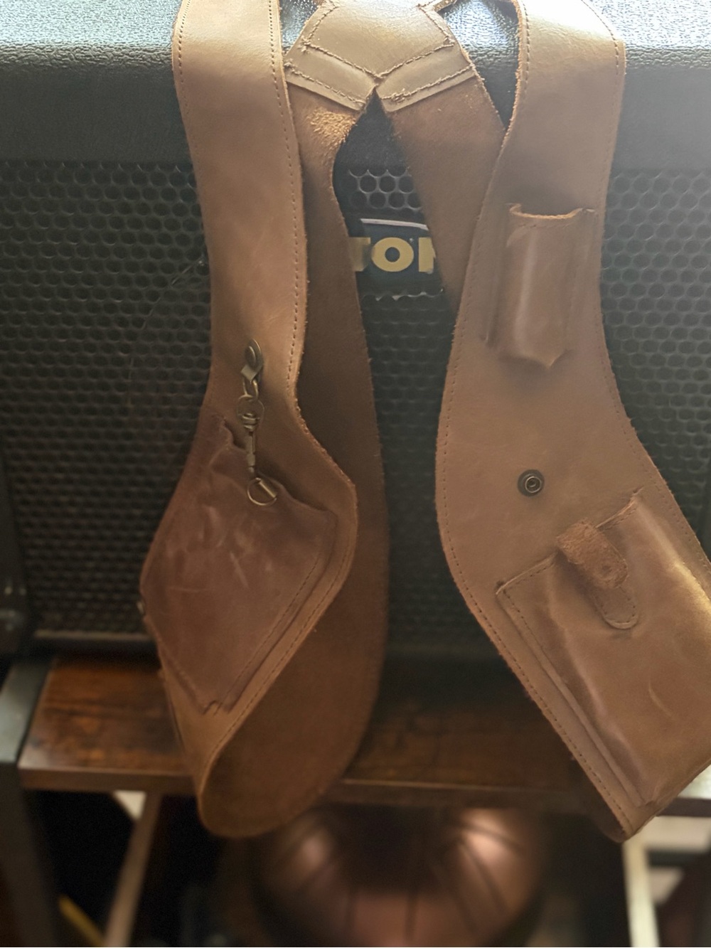 Brown Leather Slip-On suspenders
